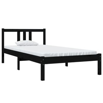 Estructura De Cama Individual Madera Maciza Negra 90x190 Cm Vidaxl