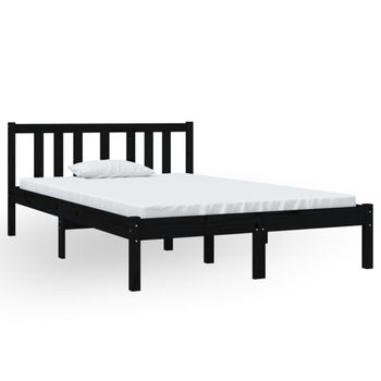 Estructura De Cama Madera Maciza Negra 120x190 Cm Vidaxl