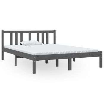 Estructura de cama para colchón de 135x190 cm de madera de pino color gris  VidaXL 810472