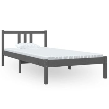 Estructura De Cama Madera Maciza Gris 90x200 Cm Vidaxl