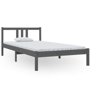 Estructura De Cama Madera Maciza Gris 100x200 Cm Vidaxl