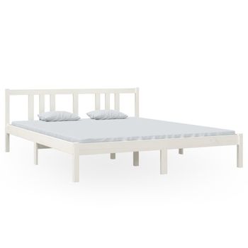 Estructura De Cama De Madera Maciza Blanco 160x200 Cm Vidaxl