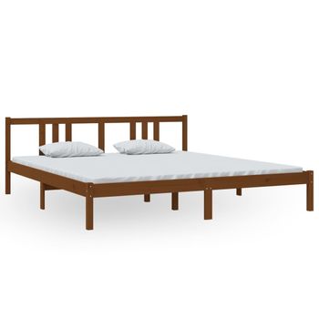 Estructura Cama Madera Maciza Marrón Miel Super King 180x200 Cm Vidaxl