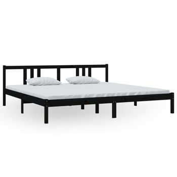 Estructura De Cama De Madera Maciza Negro 200x200 Cm Vidaxl