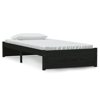 Estructura De Cama Individual Madera Maciza Negra 90x190 Cm Vidaxl