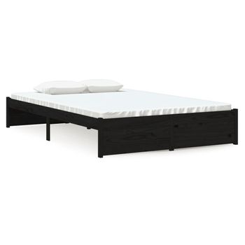 Estructura De Cama Madera Maciza Negra 120x190 Cm Vidaxl