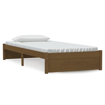 Estructura De Cama Madera Maciza Marrón Miel 90x200 Cm Vidaxl