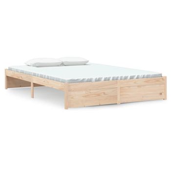 Estructura De Cama Madera Maciza 140x200 Cm Vidaxl