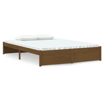 Estructura De Cama Madera Maciza Marrón Miel 140x200 Cm Vidaxl