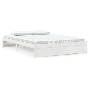 Estructura De Cama Madera Maciza Blanca King Size 150x200 Cm Vidaxl