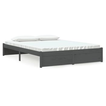 Estructura De Cama Madera Maciza Gris King Size 150x200 Cm Vidaxl