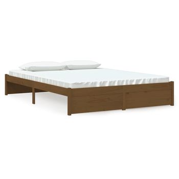 Estructura De Cama Madera Maciza King Marrón Miel 150x200 Cm Vidaxl