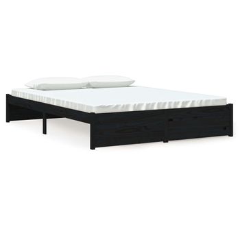 Estructura De Cama Madera Maciza Negra King Size 150x200 Cm Vidaxl