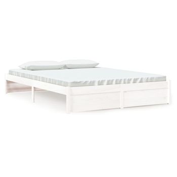 Estructura De Cama De Madera Maciza Blanco 160x200 Cm Vidaxl