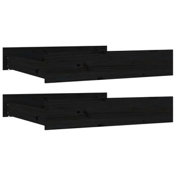 Cajones De Cama 2 Unidades Madera Maciza De Pino Negro Vidaxl