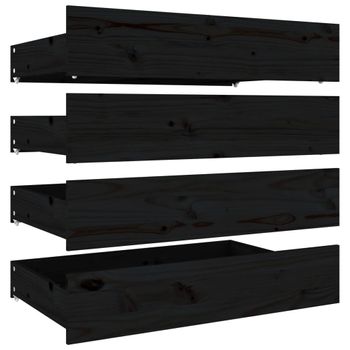 Cajones De Cama 4 Unidades Madera Maciza De Pino Negro Vidaxl