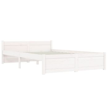 Estructura Cama Madera Maciza Doble Pequeña Blanco 120x190 Cm Vidaxl