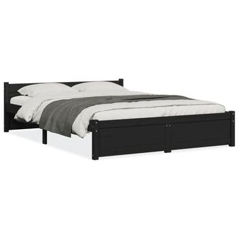 Estructura De Cama Madera Maciza Negra 120x190 Cm Vidaxl