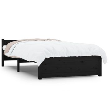 Estructura De Cama Madera Maciza Negro 90x200 Cm Vidaxl