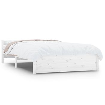 Estructura De Cama Madera Maciza Blanca 140x200 Cm Vidaxl