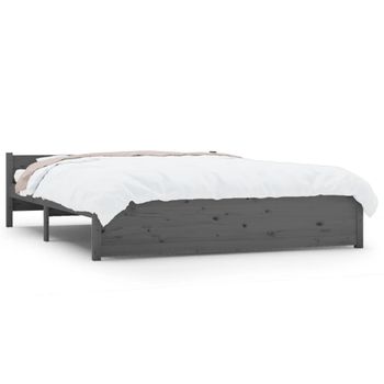 Estructura De Cama Madera Maciza Gris King Size 150x200 Cm Vidaxl