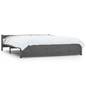 Estructura De Cama De Madera Maciza Gris 160x200 Cm Vidaxl