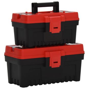 Set De Cajas De Herramientas 2 Pzas Polipropileno Negro Y Rojo Vidaxl