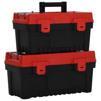 Set De Cajas De Herramientas 2 Pzas Polipropileno Negro Y Rojo Vidaxl