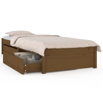 vidaXL Estructura cama doble madera de pino marrón miel 135x190 cm -  VX3103756 - Epto