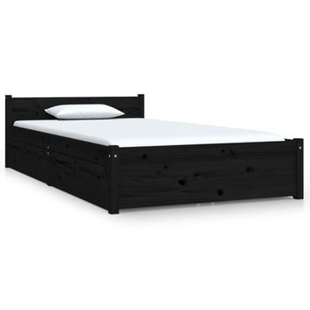 Estructura De Cama Con Cajones Negro 90x200 Cm Vidaxl