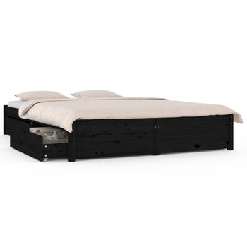 Estructura De Cama Con Cajones Negro 120x190 Cm Vidaxl