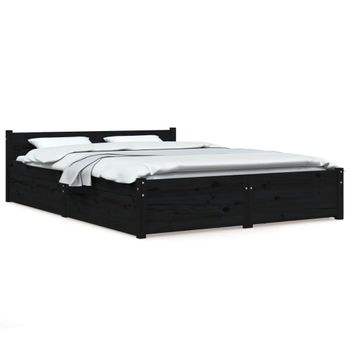 Estructura De Cama Con Cajones Negro 140x190 Cm Vidaxl