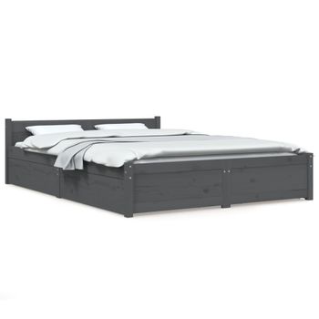 Estructura De Cama Con Cajones Gris 150x200 Cm Vidaxl