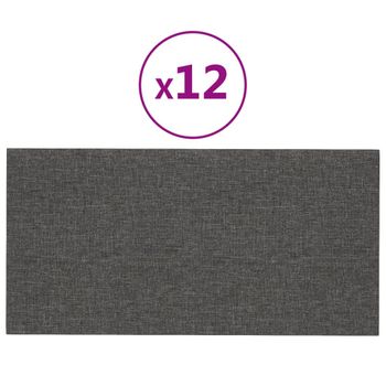 Paneles De Pared 12 Uds Tela Gris Oscuro 30x15 Cm 0,54 M² Vidaxl