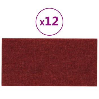 Paneles De Pared 12 Uds Tela Rojo Tinto 30x15 Cm 0,54 M² Vidaxl