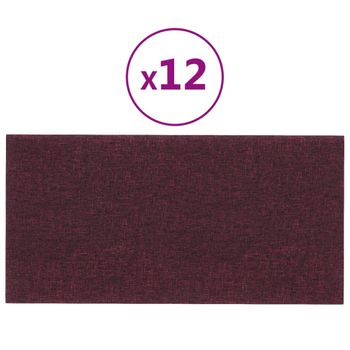 Paneles De Pared 12 Uds Tela Morado 30x15 Cm 0,54 M² Vidaxl