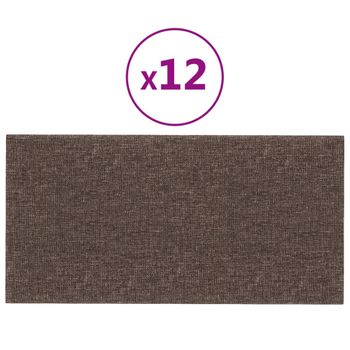 Paneles De Pared 12 Uds Tela Gris Taupe 30x15 Cm 0,54 M² Vidaxl