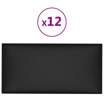 Paneles De Pared 12 Uds Cuero Sintético Negro 30x15 Cm 0,54 M² Vidaxl