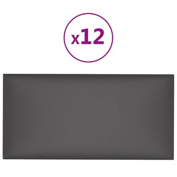 Paneles De Pared 12 Uds Cuero Sintético Gris 30x15 Cm 0,54 M² Vidaxl