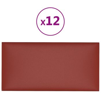 Paneles De Pared 12 Uds Cuero Pe Rojo Tinto 30x15 Cm 0,54 M² Vidaxl