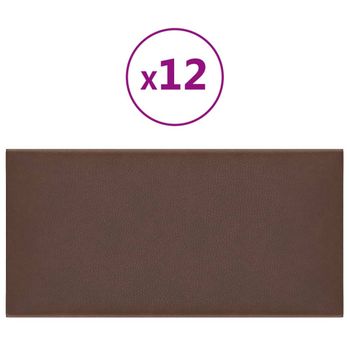 Paneles De Pared 12 Uds Cuero Sintético Marrón 30x15 Cm 0,54 M² Vidaxl