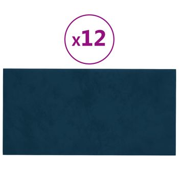 Paneles De Pared 12 Uds Cuero Sintético Azul 30x15 Cm 0,54 M² Vidaxl