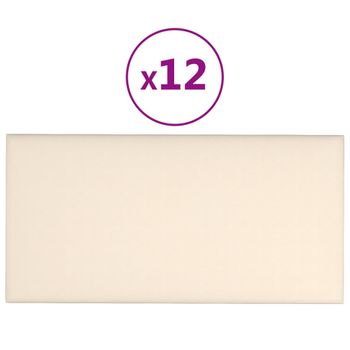 Paneles De Pared 12 Uds Terciopelo Crema 30x15 Cm 0,54 M² Vidaxl