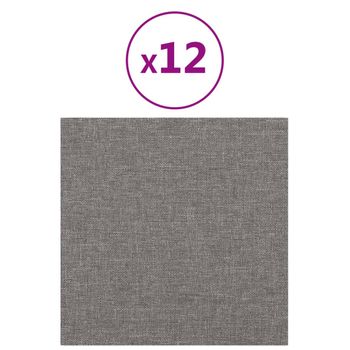 Paneles De Pared 12 Uds Tela Gris Claro 30x30 Cm 1,08 M² Vidaxl