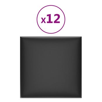 Paneles De Pared 12 Uds Cuero Sintético Negro 30x30 Cm 1,08 M² Vidaxl