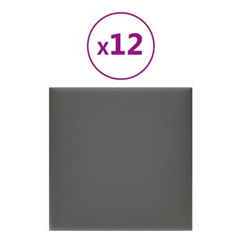 Paneles De Pared 12 Uds Cuero Sintético Gris 30x30 Cm 1,08 M² Vidaxl