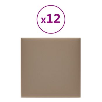 Paneles Pared 12 Uds Cuero Sintético Capuchino 30x30 Cm 1,08 M² Vidaxl