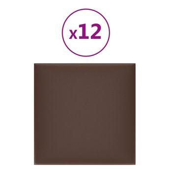 Paneles De Pared 12 Uds Cuero Sintético Marrón 30x30 Cm 1,08 M² Vidaxl