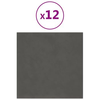 Paneles De Pared 12 Uds Terciopelo Gris Oscuro 30x30 Cm 1,08 M² Vidaxl