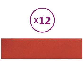 Paneles De Pared 12 Uds Cuero Sintético Rojo 60x15 Cm 1,08 M² Vidaxl